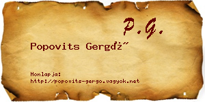 Popovits Gergő névjegykártya